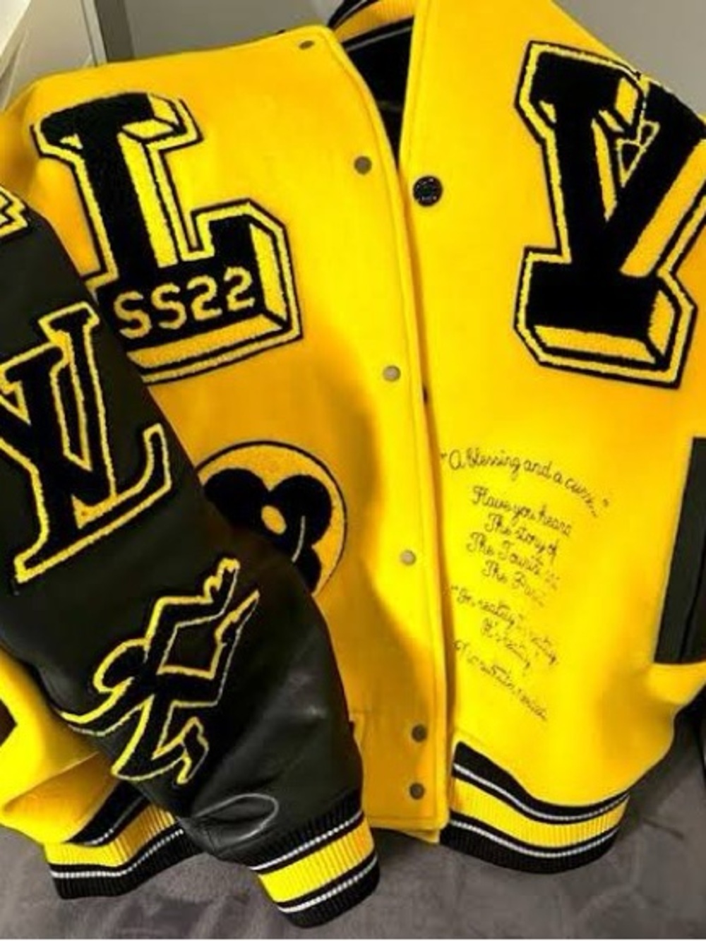 Louis Vuitton Yellow and Black Varsity Bomber Jacket